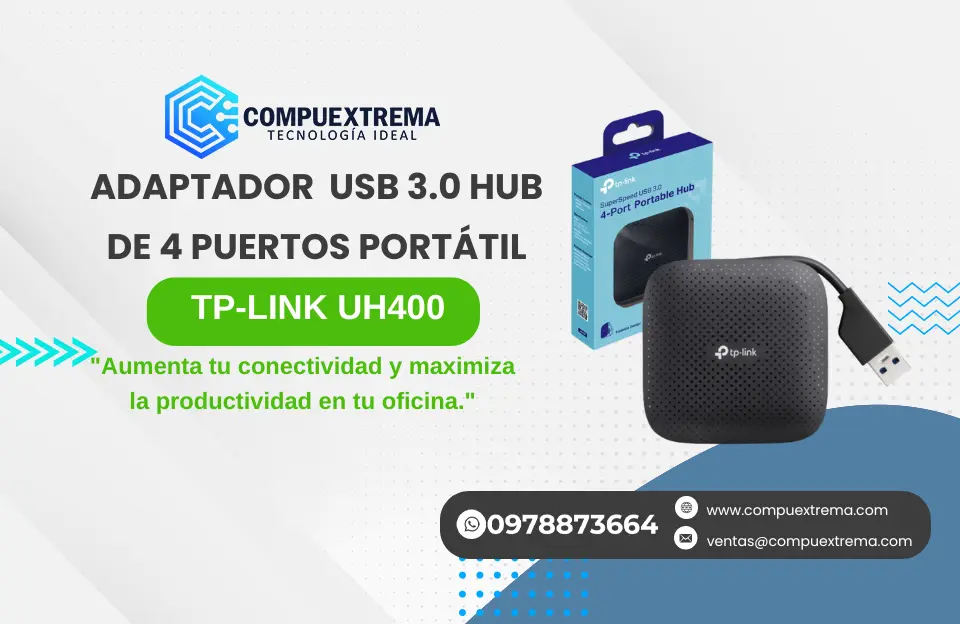 daptador TP-LINK USB 3.0 HUB DE 4 PUERTOS PORTÁTIL UH400